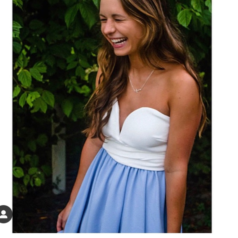 Strapless blue white sweetheart dress small